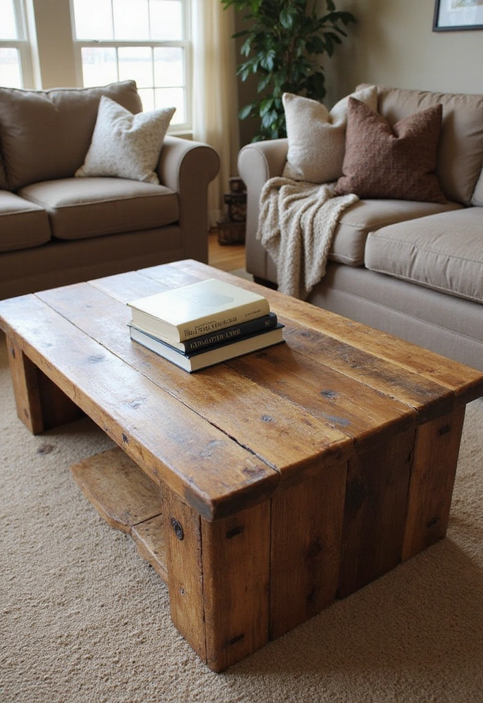 20 Stunning Woodworking Furniture Ideas You Can DIY This Weekend (You'll Love #11!) - 1. Rustic Coffee Table