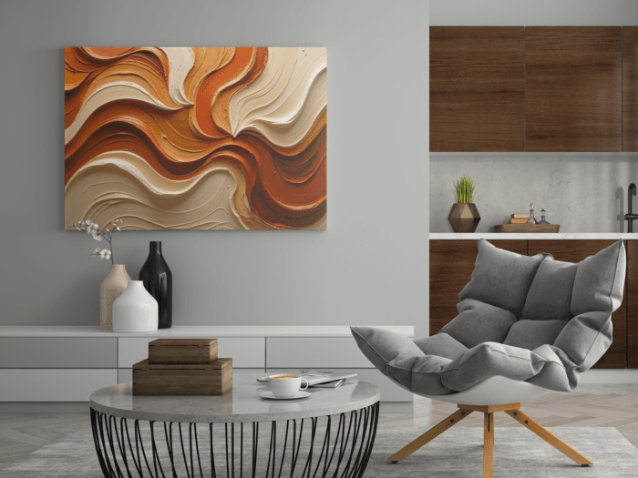 Minimalist Swirl in Earthy Tones – Textured Matte Canvas Wall Art - Image 95