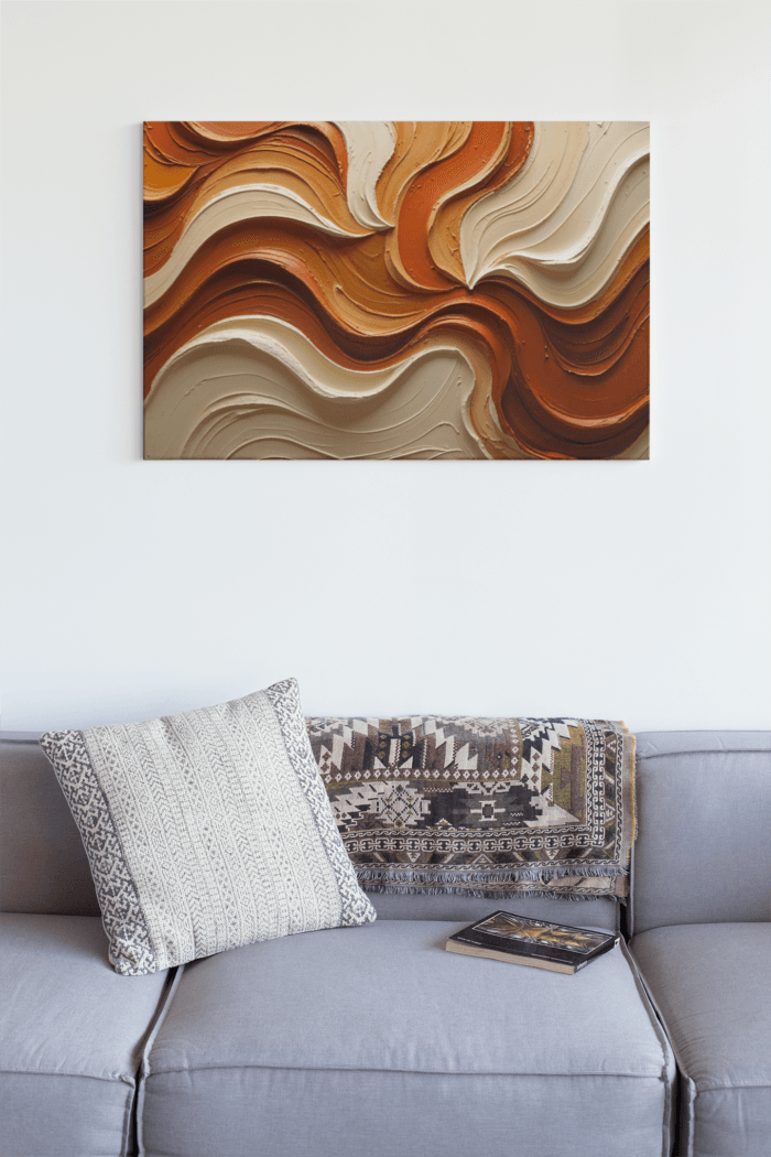Minimalist Swirl in Earthy Tones – Textured Matte Canvas Wall Art - Image 94
