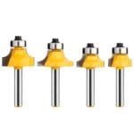 UTRUSTTO 1/4" Roundover Bit Set - 4 Radius Edge Router Bits w/ Guide