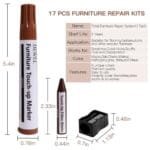 Wood Furniture Repair Kit – 17pc Scratch Touch Up Markers & Wax Set - Image 3