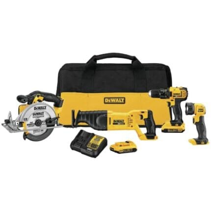 DEWALT 20V MAX 4-Tool Combo Kit: Cordless Power Set w/ 2 Batteries