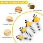 UTRUSTTO 1/4" Roundover Bit Set - 4 Radius Edge Router Bits w/ Guide - Image 4