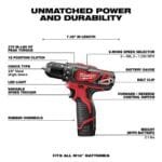 Milwaukee M12 12V Cordless 5-Tool Combo Kit with LED Light - Image 3