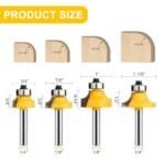 UTRUSTTO 1/4" Roundover Bit Set - 4 Radius Edge Router Bits w/ Guide - Image 2
