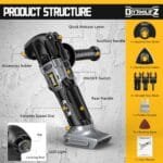 Cordless Oscillating Multi Tool for Dewalt 20V, 6-Speed Brushless Kit - Image 8