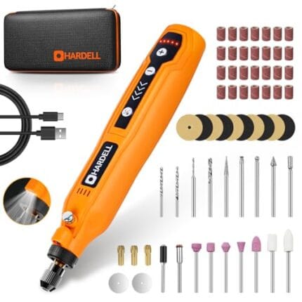 HARDELL 5-Speed Mini Rotary Tool Kit: 61 Accessories, USB Rechargeable