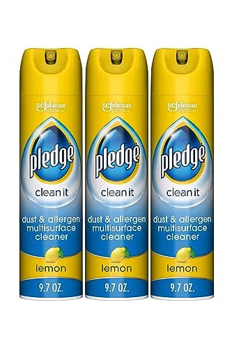 Pledge Lemon Dust & Allergen Multi-Surface Cleaner Spray 9.7oz 3pk