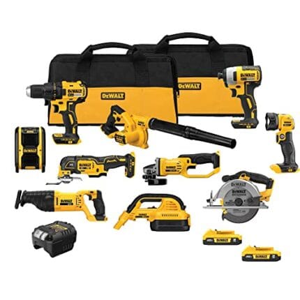 DEWALT 20V MAX 10-Tool Combo Kit: Cordless Set w/2 Batteries & Charger