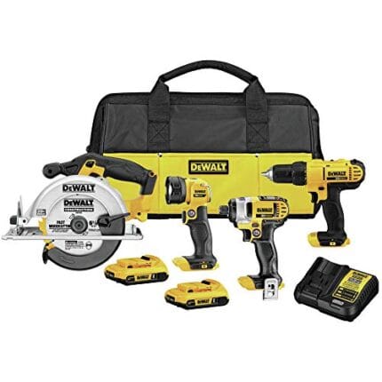 DEWALT 20V MAX Cordless Drill Set with 4 Tools and 2 Batteries