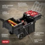 Keter Heavy-Duty Rolling Tool Box | Lockable Storage with Removable Bins - Image 2