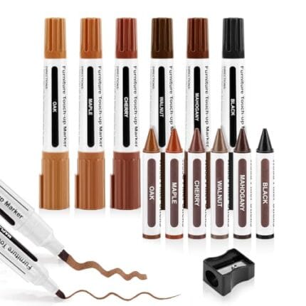 Dual Tip Furniture Repair Kit - 13pc Wood Touch Up Markers & Filler
