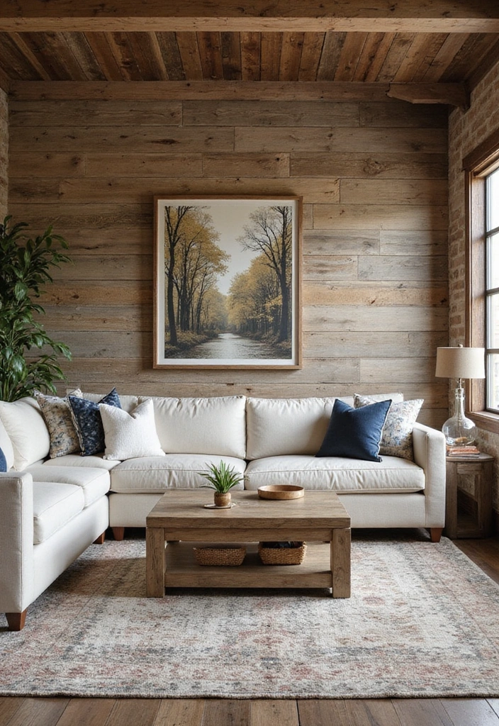 21 Cozy Living Room Barndominium Interiors That'll Make You Want to Curl Up Right Now! - 19. Textured Wall Treatments