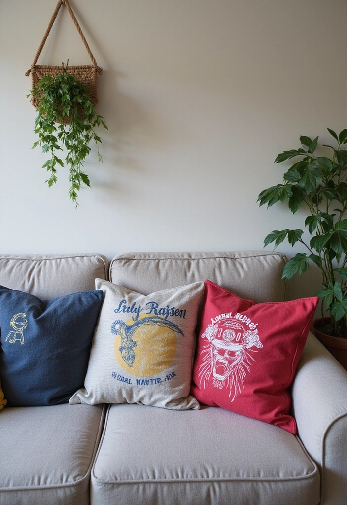 25 DIY Home Decor Projects That'll Transform Your Space on a Budget! - 20. DIY Pillow Covers from Old T-Shirts