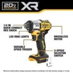 DEWALT 20V MAX XR 3-Speed Brushless Impact Driver 1/4" Tool Only - Image 2
