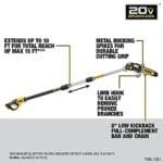 DEWALT 20V MAX XR Brushless Cordless Pole Saw DCPS620B Tool Only - Image 6