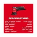 Milwaukee M12 FUEL Brushless Detail Sander - 12V Cordless Tool Only - Image 3