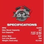 Milwaukee M18 FUEL 6-1/2" Brushless Cordless Circular Saw 2833-20 - Image 3