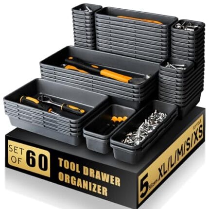 FLYVOLE 60PC Tool Box Organizer Tray Set - Drawer Storage System