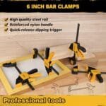 8-Piece Woodworking Clamp Set | 6" Bar & Heavy Duty Spring Clamps - Image 8