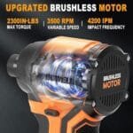 MICWELL 20V Brushless Impact Driver 2300 In-lbs 4-Speed LED Light - Image 2