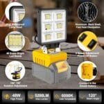 Dewalt 5200LM Rechargeable LED Work Light - USB-C & Car Repair Ready - Image 4