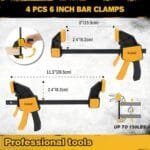 8-Piece Woodworking Clamp Set | 6" Bar & Heavy Duty Spring Clamps - Image 2