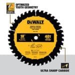 DEWALT 10" 40T Ultra Sharp Carbide Fine Finish Table Saw Blade DWA11040 - Image 3