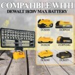 20V LED Worklight 7800LM Rechargeable USB Floodlight for Dewalt - Image 4