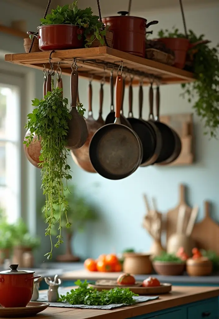 10 DIY Herb Drying Rack Ideas That Will Transform Your Kitchen (You Won't Believe #4!) - 8. Hanging Pot Rack
