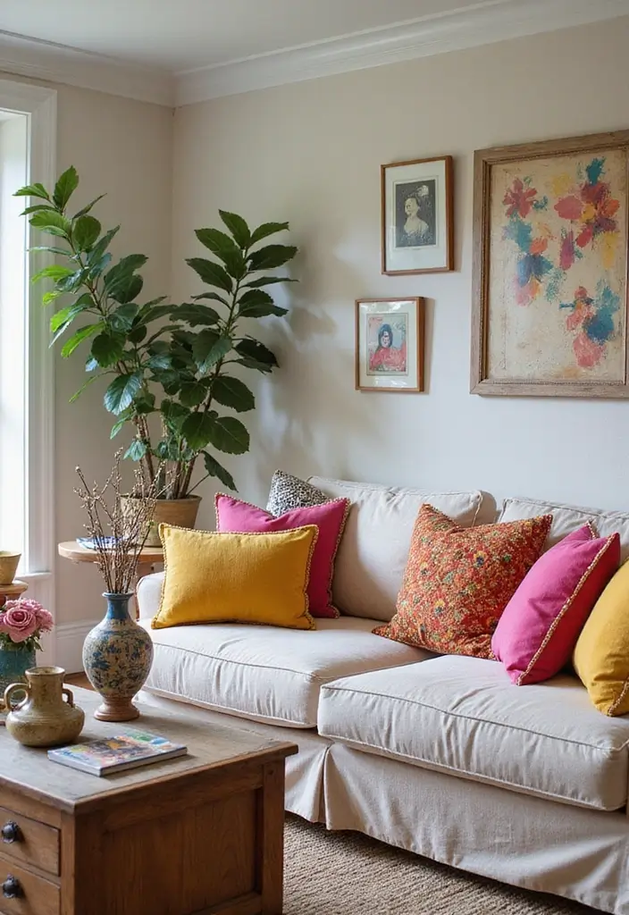 15 Cozy Living Room Decor Ideas That'll Make You Want to Snuggle Up Forever! - 13. Add a Pop of Color with Accessories