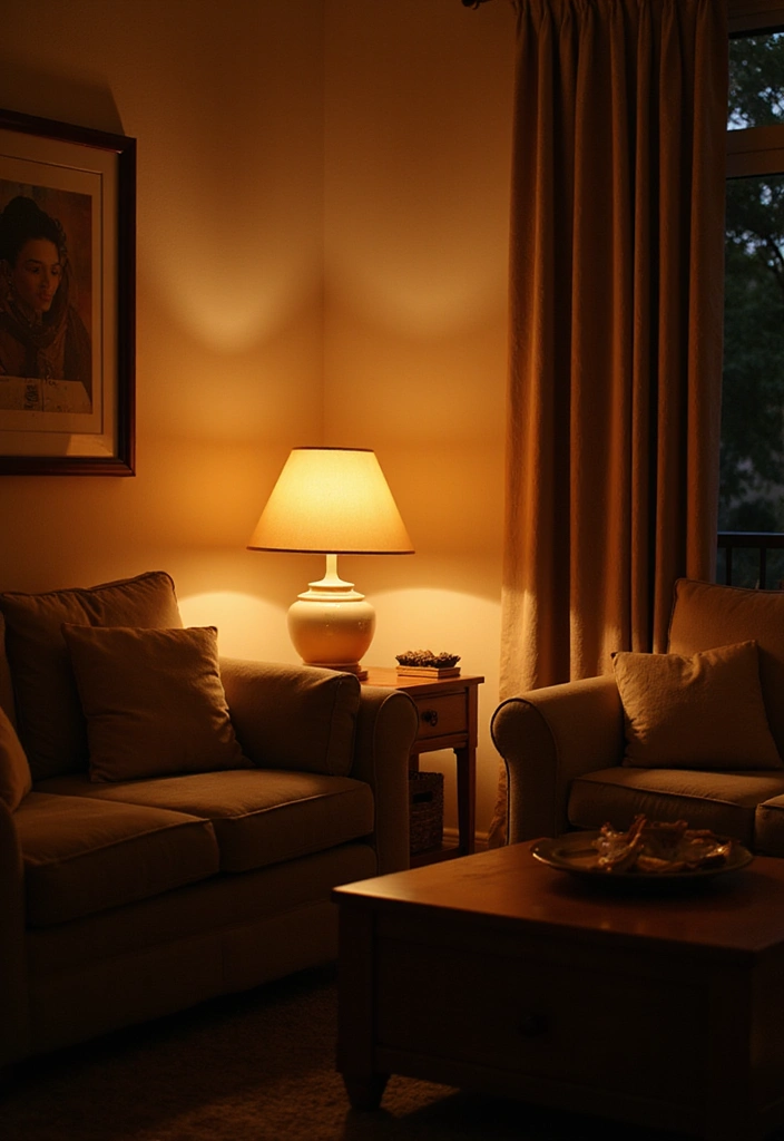15 Cozy Living Room Decor Ideas That'll Make You Want to Snuggle Up Forever! - 2. Warm Lighting for a Cozy Glow