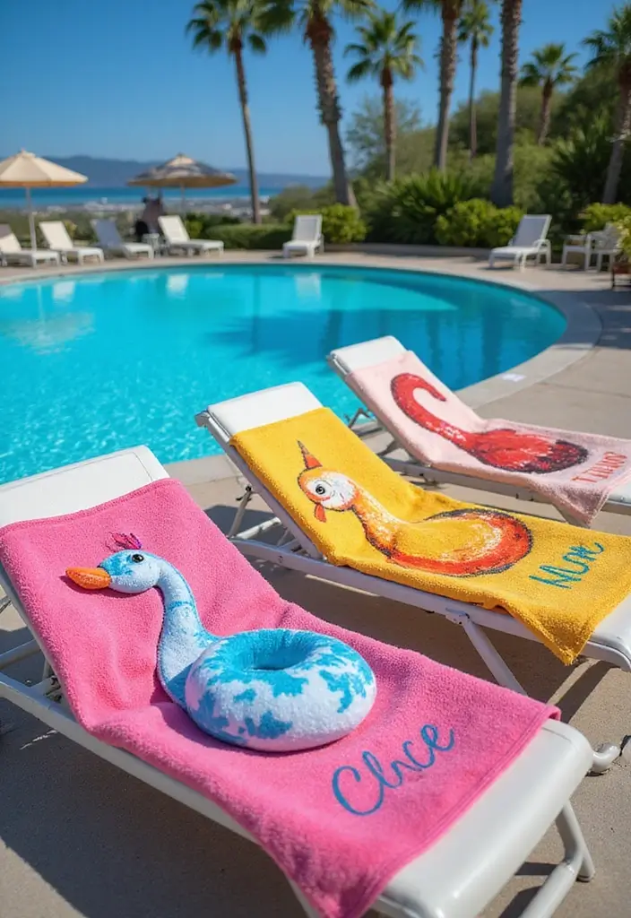 15 DIY Pool Patio Decor Ideas You'll Wish You Knew Sooner! - 9. Personalized Pool Towels