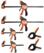 Pro Woodworking Clamp Set - 6PC Heavy Duty Bar, F & Trigger Clamps