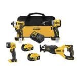 DEWALT 20V MAX XR 4-Tool Combo Kit: Drill, Impact, Saw & Light DCK449P2