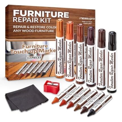 Wood Repair Kit - 13pc Furniture Touch-Up Markers & Scratch Fixers
