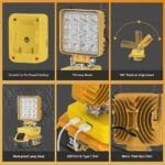 DigiGlow 3700LM LED Work Light | Dewalt Battery Compatible | USB-C - Image 4