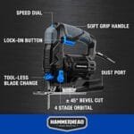 Powerful 4.8A Variable Speed Jig Saw with Orbital Cutting & Blades - Image 3
