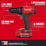 CRAFTSMAN V20 1/2" Cordless Drill Kit w/ Battery & Fast Charger - Image 2