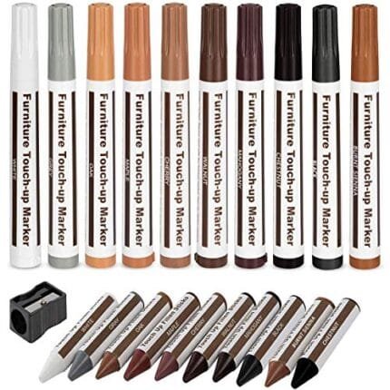 Wood Furniture Repair Kit - 21 Markers & Wax Sticks for Scratches & Stains