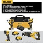 DEWALT 20V MAX XR 4-Tool Combo Kit: Drill, Impact, Saw & Light DCK449P2 - Image 2