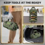 Heavy Duty Roll Up Tool Bag - Portable Mechanic Organizer Pouch, Green - Image 2