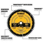 DEWALT 7-1/4" 60T Premium Wood Cutting Circular Saw Blade DWA171460 - Image 5