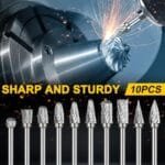 Precision Carbide Burr Set 10PC | Dremel Compatible Rotary Tool Bits - Image 3