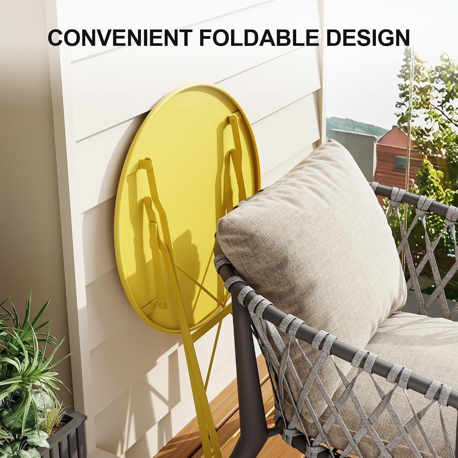 I Tried This Yellow Folding Bistro Set for My Patio