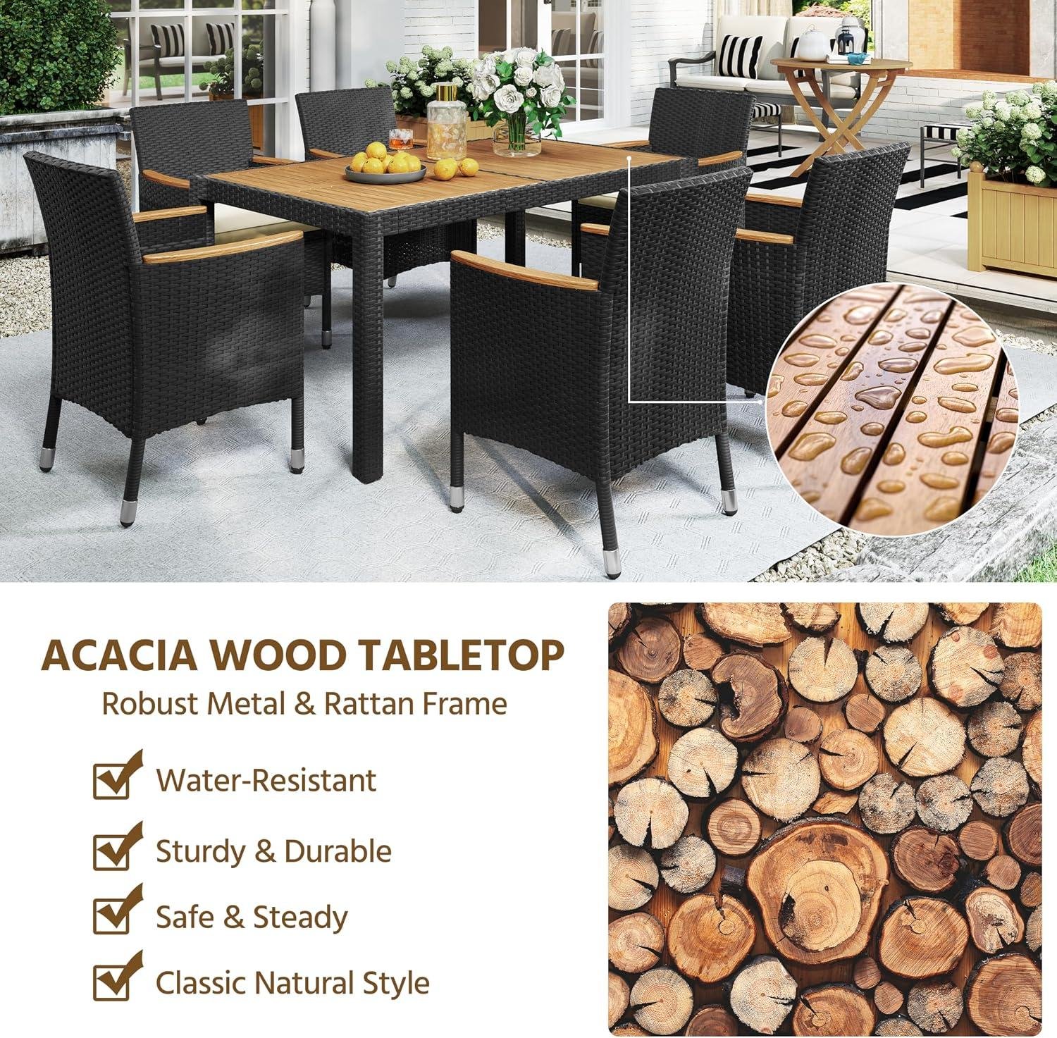 My Take on Yaheetech’s Acacia/Rattan 7-Piece Set