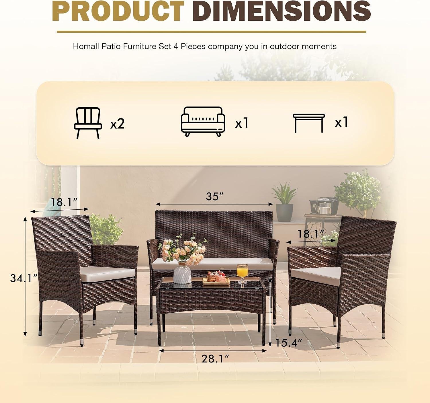 Homall 4-Piece Rattan Set Review: My Patio Take