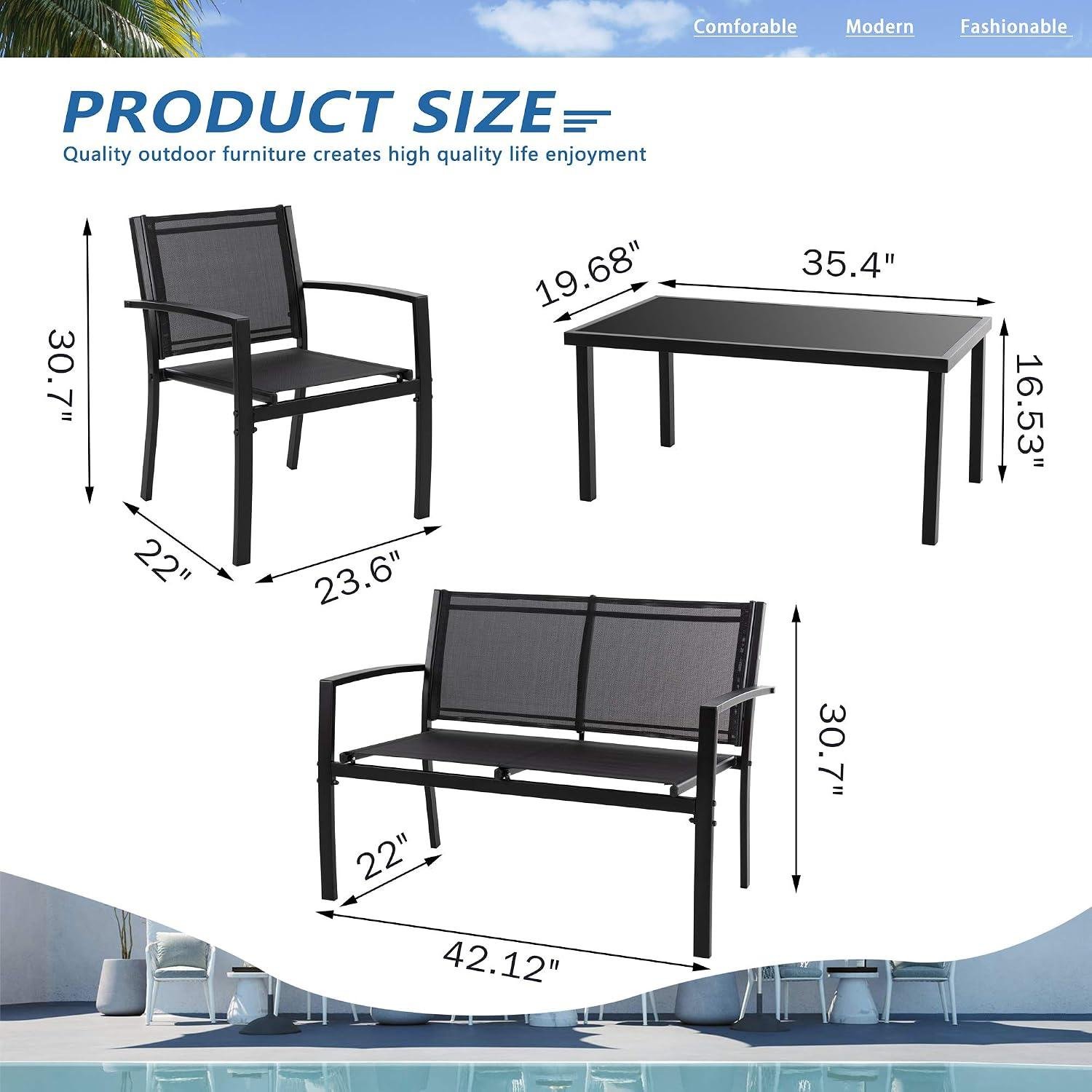 My Take on Vongrasig 4-Piece Patio Set (Black)