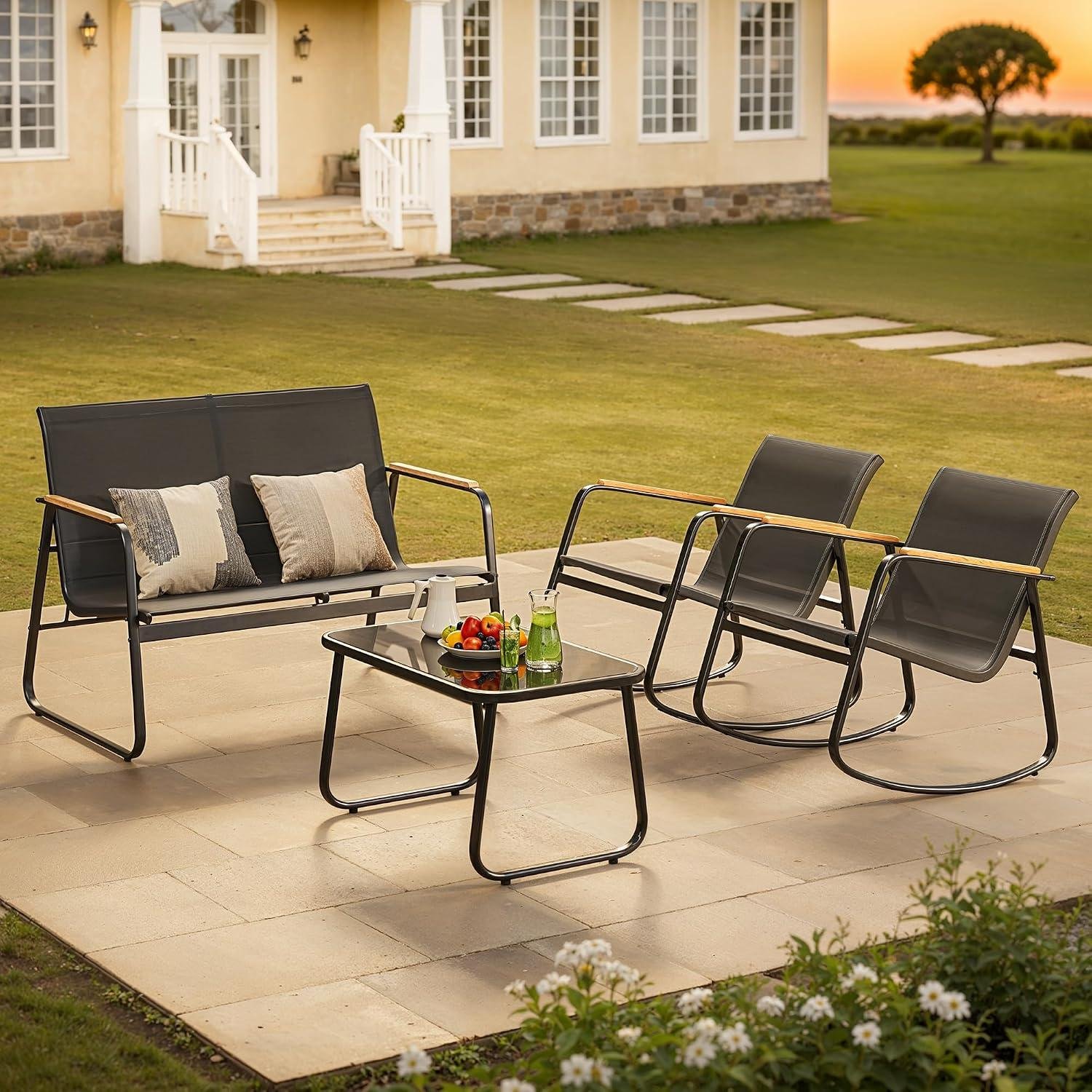 My Take on This 4-Piece Rocking Patio Set (Wood Arms)
